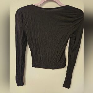 White Fox Boutique Black Long Sleeve Low Back Tee